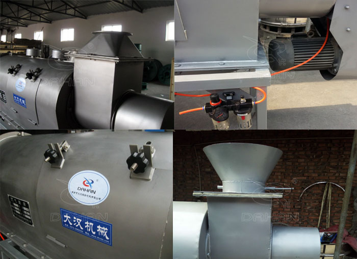 氣旋篩：電機(jī)，進(jìn)料口，氣壓裝置等特寫圖片